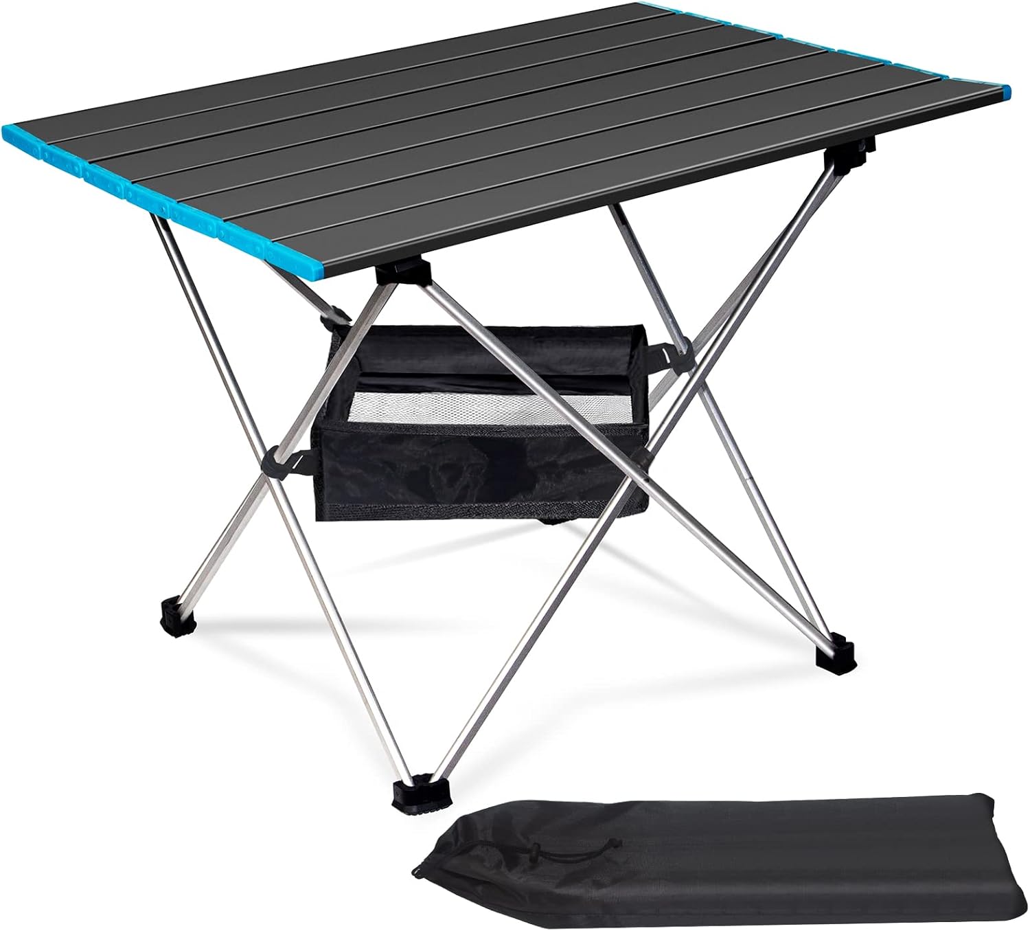 Mesa Camping Plegable portátil con Tablero de Aluminio, Mesa Plegable Ultraligera, compacta, con Bolsa de Transporte, para Exteriores, Playa, Jardin, Barbacoa, Picnic