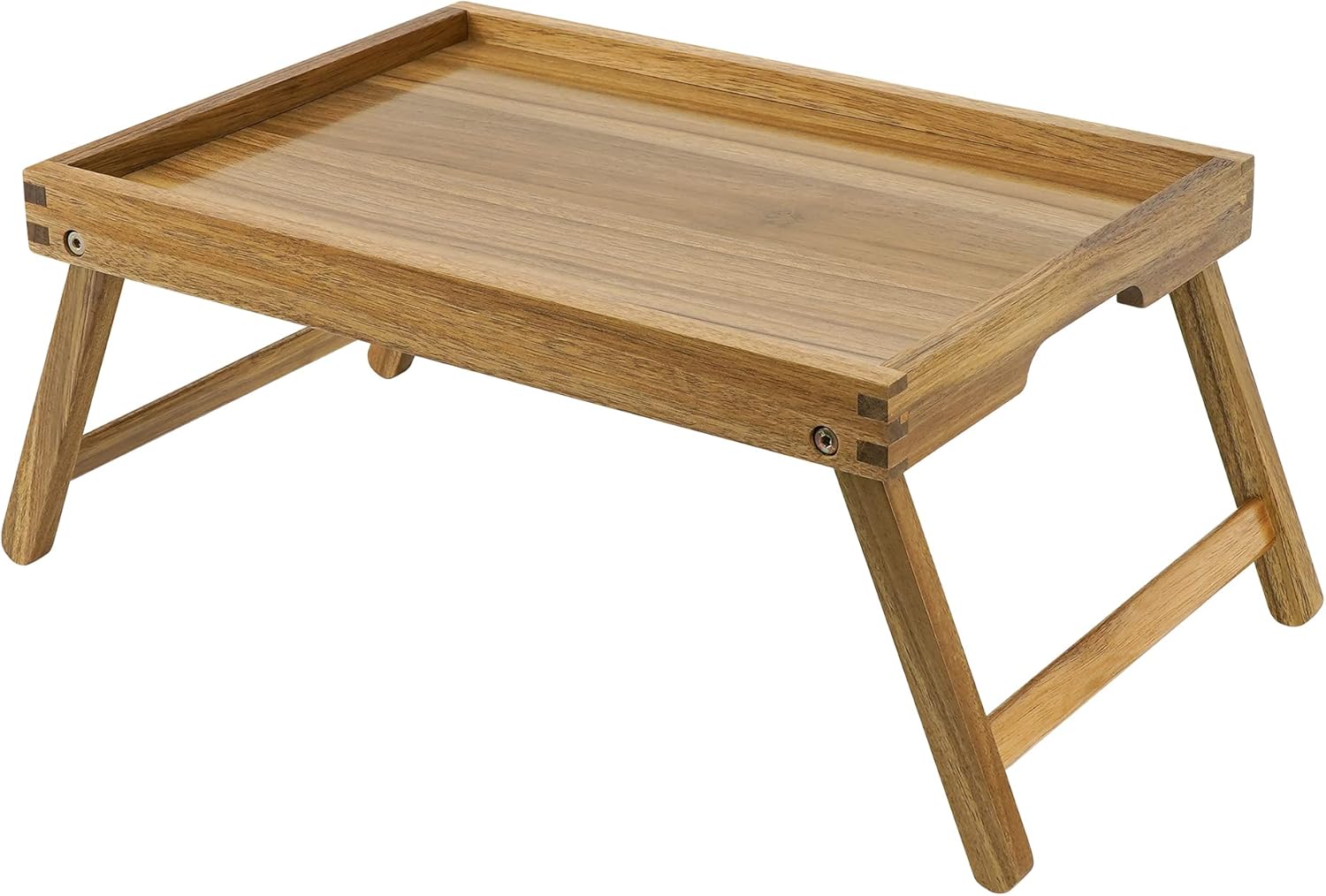 VaeFae Akazie Bett Tisch Tablett, Holz Frhstckstablett mit Klappbeinen, Betttablett fr Essen und Laptop, Esstabletts fr Schlafzimmer