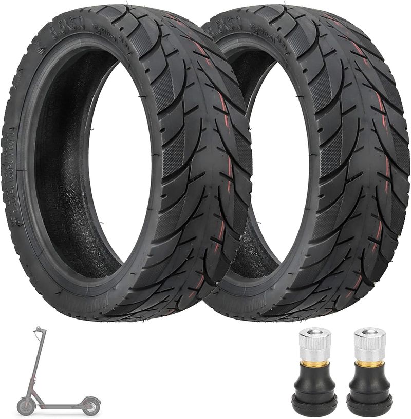 Dexian Tubeless - Rueda de goma para Xiaomi M365 / PRO / PRO2 / 1S / 3 de 8,5 pulgadas, neumático antidesgaste y amortiguador ampliado, patinete eléctrico, accesorios de 2 piezas