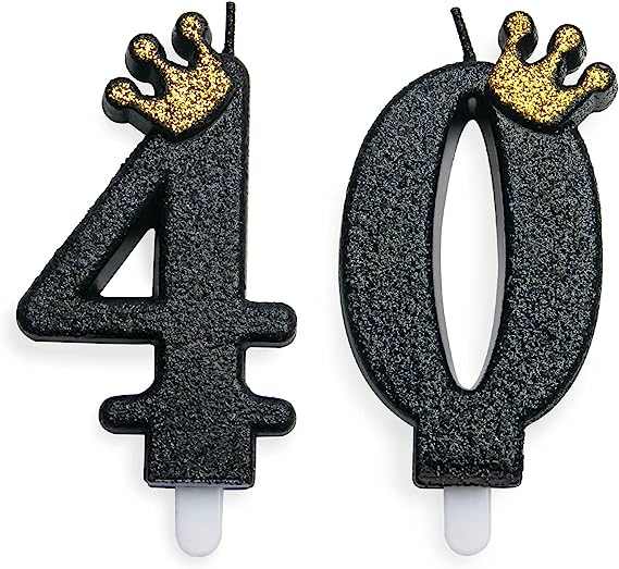 UVTQSSSP 40. Negro cumpleaños velas feliz cumpleaños número pastel decoración decoración para fiesta boda aniversario celebración suministros (2 unidades negro dígito 40)