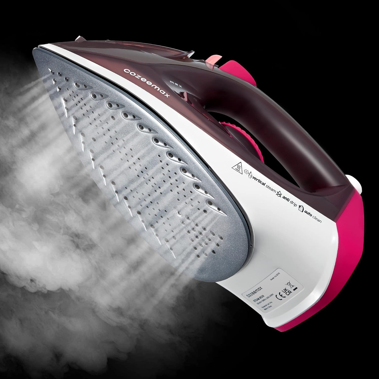 Cozeemax Plancha Ropa de Vapor 2400 W, Golpe de Vapor 320g/min, Suela Cerámica, Doble Sistema Antical, Antigoteo, Tanque de agua grande de 300ml