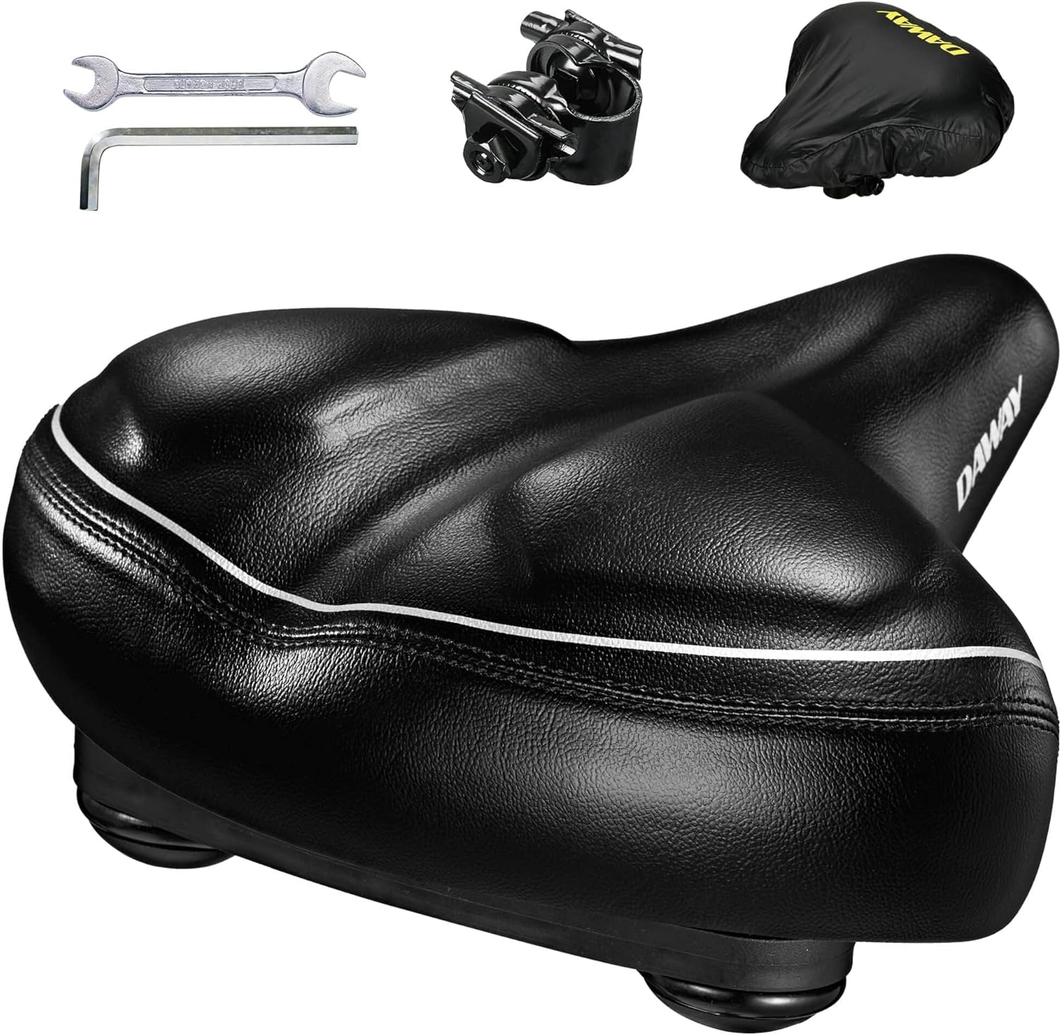 DAWAY Sillín de bicicleta de gran tamaño y cómodo City – C40 extra suave espuma acolchada sillín bicicleta para mujer hombre mayor, asiento universal de repuesto para bicicleta estática, MTB,