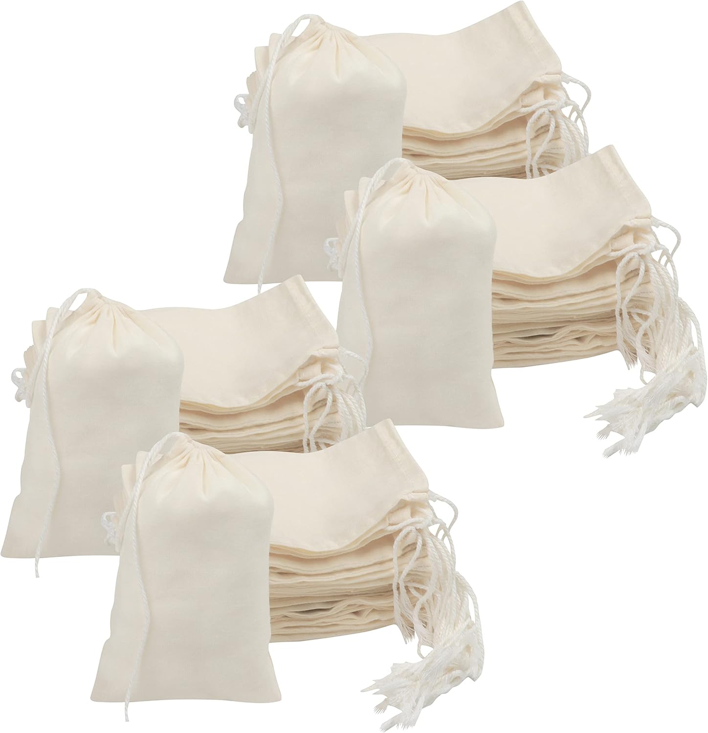 BELLE VOUS (Pack de 100 Bolsa Tela Pequeña Muselina para Abarrotes 10 x 15 cm - Bolsa de Algodon Natural Muselina - Bolsas Reutilizables, Biodegradable y Ecológica - Regalo Boda, Fiesta, Manualidades