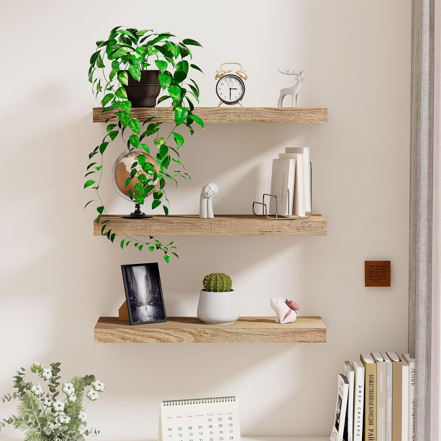 Estantes flotantes, juego de 3 estantes montados en la pared, estante decorativo de pared con longitud de 40 cm, estantes de exhibición de pared, soportes invisibles, sala de estar, oficina