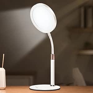 Lámpara de luz diurna Trayvespace, 10 000 lux, 3 colores de luz, 9 niveles de brillo ajustables y 3 temporizadores, ideal para ambientes de ascensor (negra)