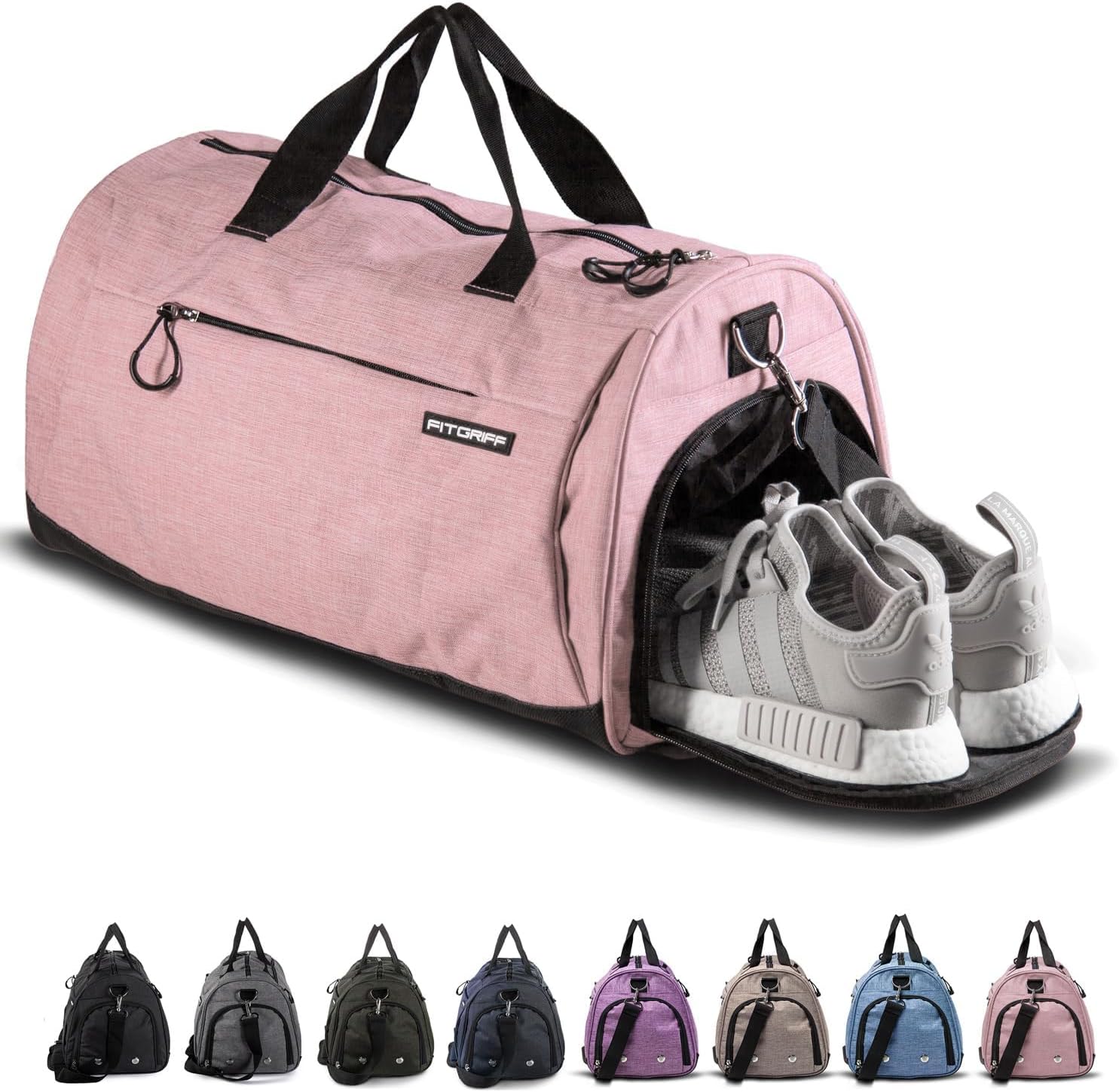 Fitgriff® Bolsa Deporte Gimnasio, de Fitness, Hombre y Mujer, Gym - Bolsa de Viaje Macuto con Zapato y Compartimento Húmedo