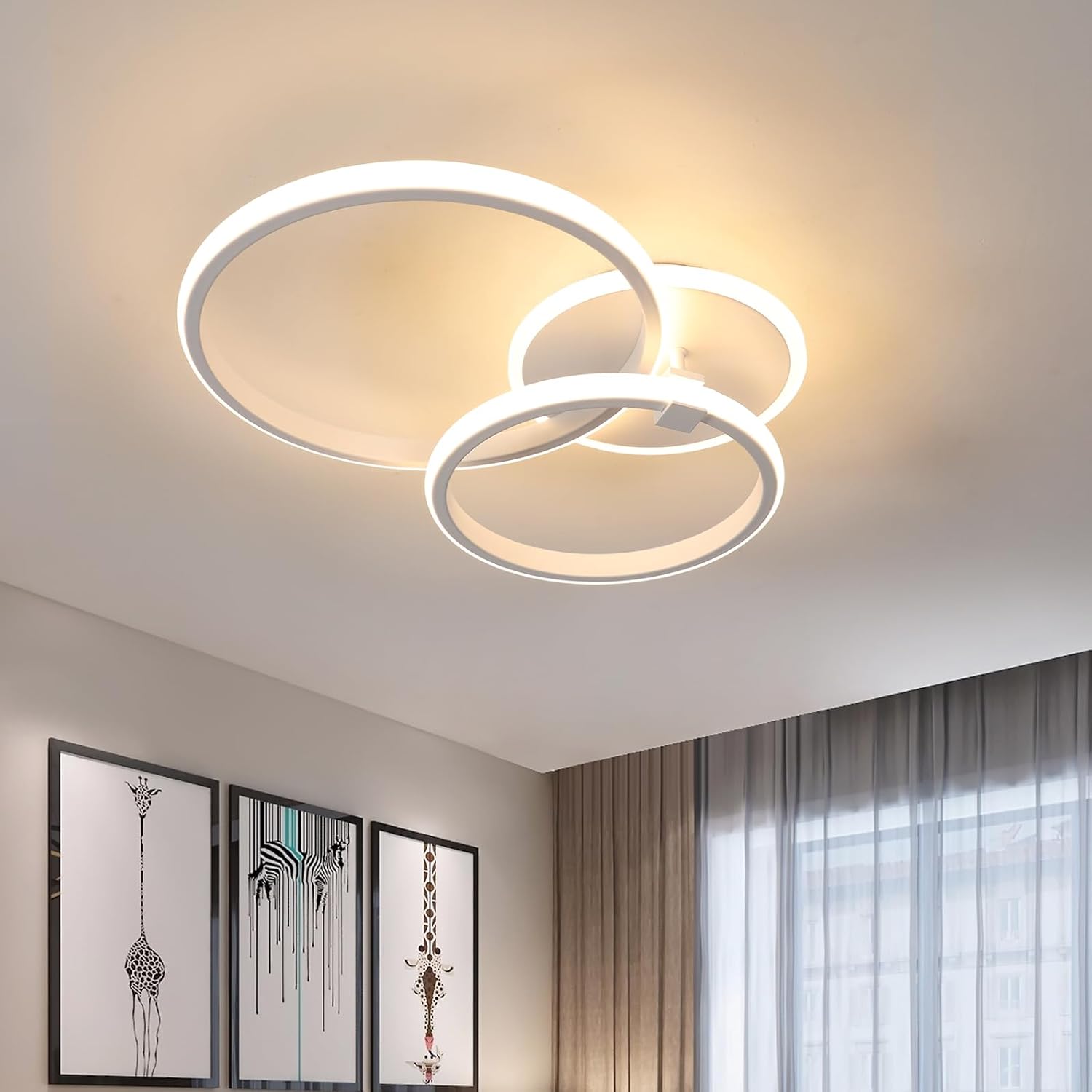 Lámpara de techo LED DELIPOP moderna, 42W 4700LM, lámpara de techo redonda creativa, luces de techo de acrílico blanco, lámpara de techo para sala de estar, iluminación de techo para dormitorio, sala de estar, cocina, comedor, luz blanca cálida de 3000K