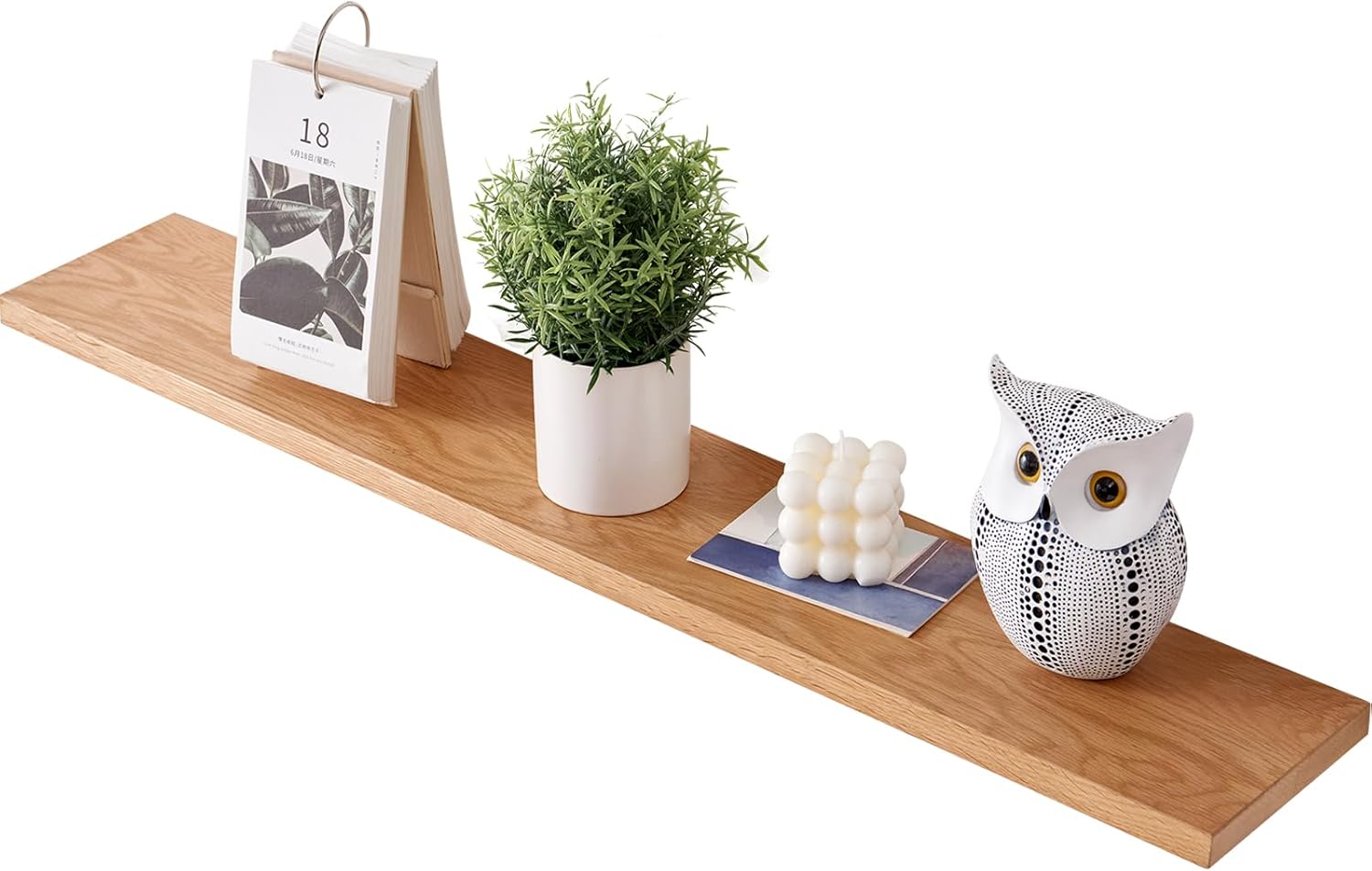 Gieanoo Estantería flotante de madera de roble de 60 cm x15cm, estantería de pared de roble para especias, para baño, dormitorio, salón, cocina, oficina, lavandería, natural