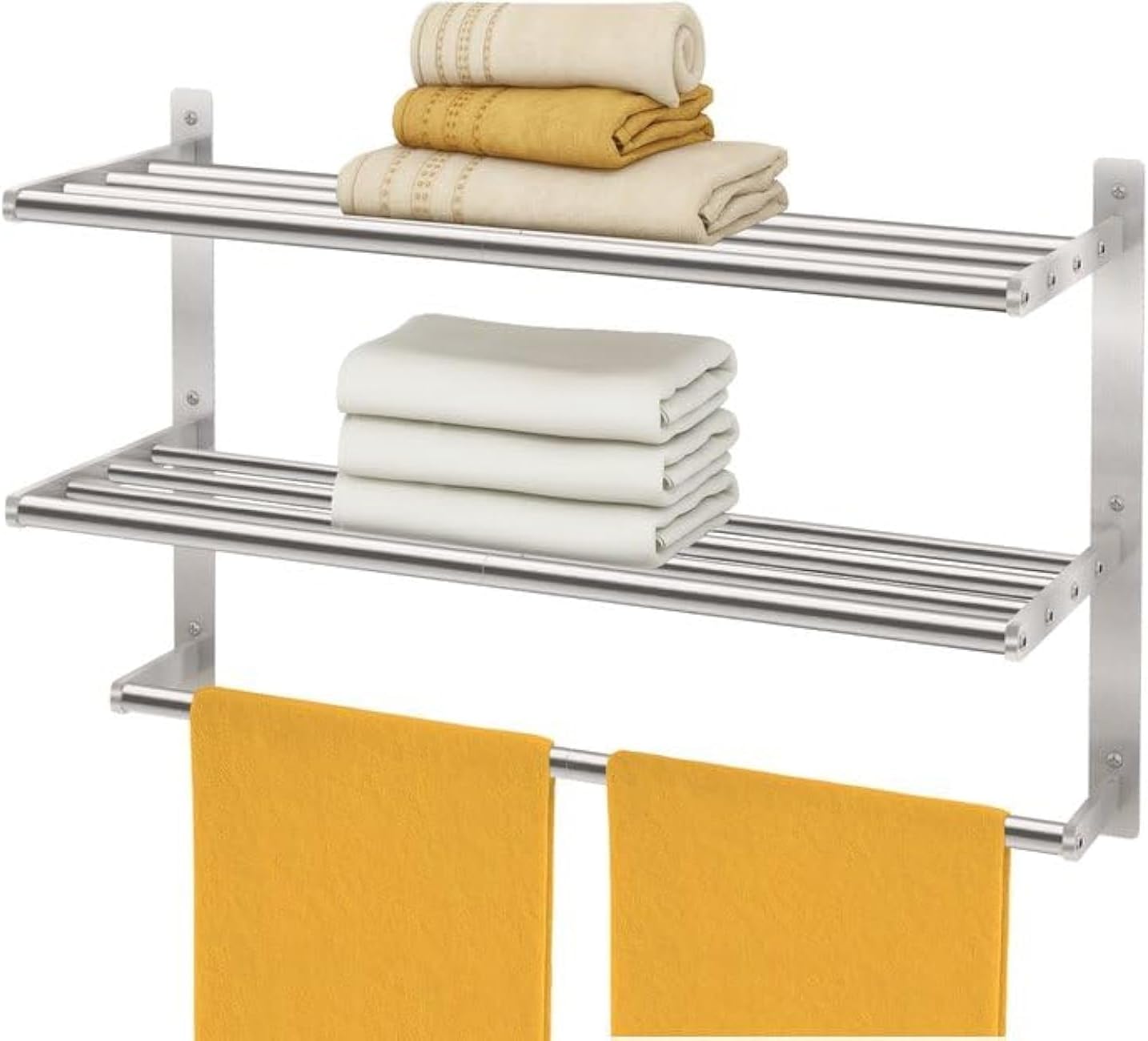 Toallero de pared BETHOM, estante para toallas de baño de 3 niveles con barra, níquel cepillado, 60 cm, resistente al agua y al óxido.