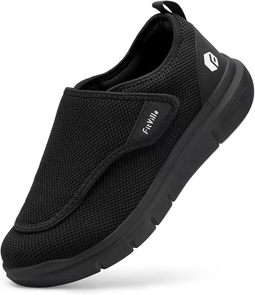 FitVille Zapatos Diabéticos para Hombre Extra Anchas Zapatillas Antideslizantes para Pies Hinchados Zapatos Especiales para Diabeticos Hombre Aliviar el Dolor de Pies