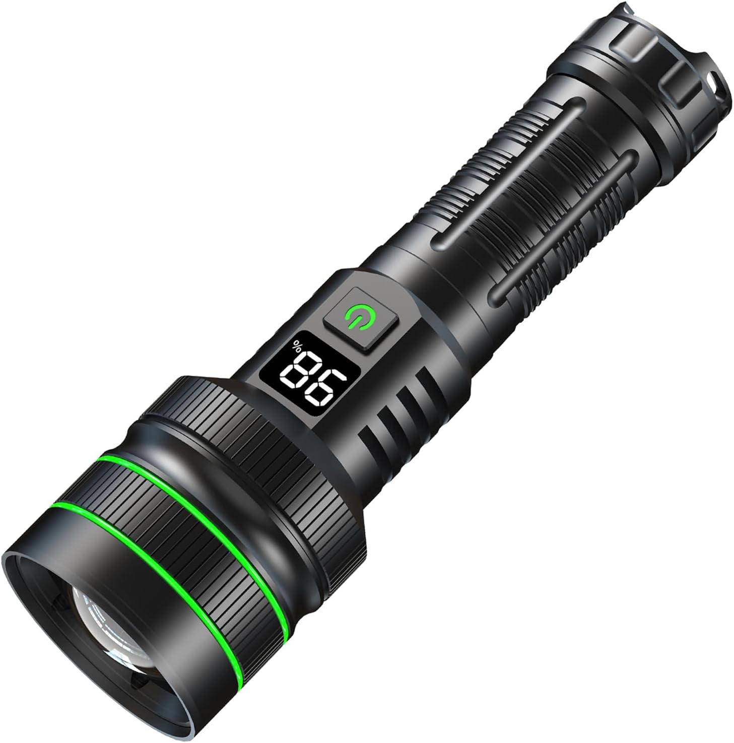 Linterna LED recargable ASORT, extremadamente brillante (500 000 lúmenes), gran apertura con zoom, funciona con pilas por USB, larga duración, 6 modos de luz, resistencia al agua IPX67, ideal para camping, senderismo, actividades al aire libre y emergencias.