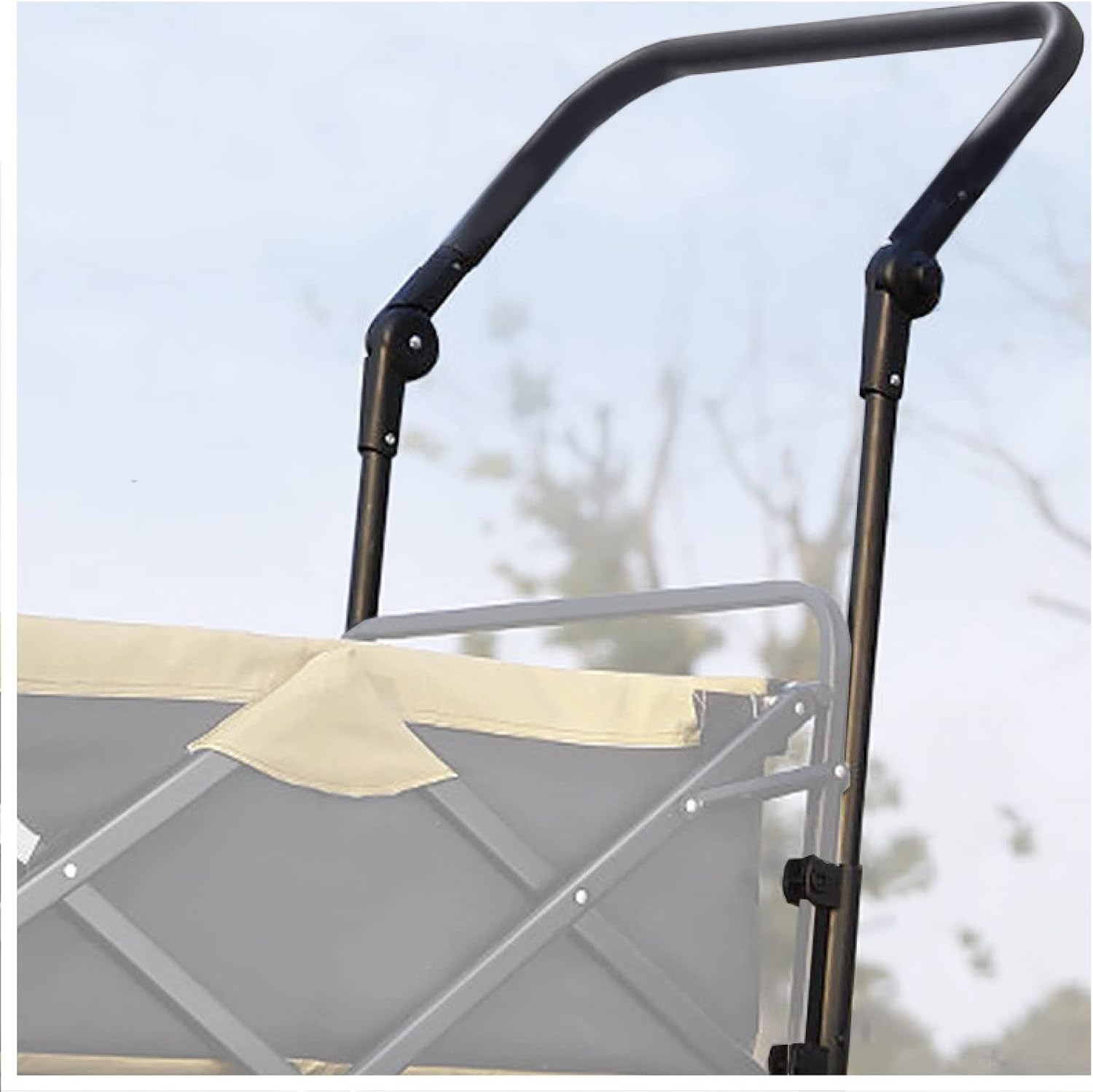 Accesorio universal de asa plegable para carros (53 cm de ancho exterior y 50 cm de ancho interior), barra de empuje/tracción ajustable para carros de jardín, se puede fijar a tubos cuadrados de 1,5 cm.