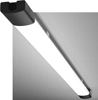 Lámpara LED Modlicht para techo, 120 cm, 36 W, 5000 K, blanco frío, 3960 lúmenes, ultrafina, plana, impermeable, IP65, luz de listón, lámpara de taller para sótano y garaje, color negro.