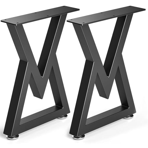 Patas de mesa metálicas Likapop, estructura de mesa negra, patines robustos en forma de V para mesa de centro, mesa de comedor, escritorio, banco (40 cm de alto x 30 cm de ancho, 2 piezas)