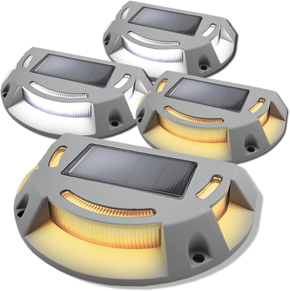 kpslucerna Luces solares de suelo Luces solares exteriores para uso en exteriores IP67 Luces solares LED para jardín, 4 piezas Lámparas solares de aleación de aluminio para terrazas, entradas de vehículos, balcones, pasillos, patios