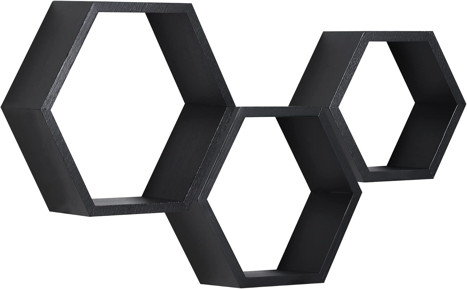 Estante de pared hexagonal PHOENANCEE, estante de pared decorativo para sala de estar, estante colgante de madera para dormitorio, juego de 5 (blanco desgastado)