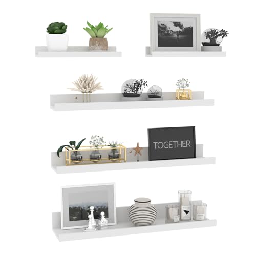 Estante de pared de madera compuesta Giftgarden de 60 cm, blanco, para salón, cocina, dormitorio u oficina, juego de 5 tamaños diferentes.