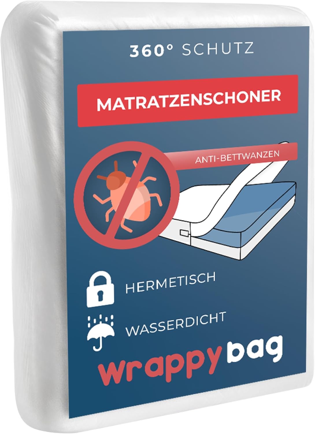 WRAPPYBAG Protector de colchón impermeable - Funda de colchón antichinches y ácaros - Sin químicos y transpirable - 160x200x25 cm - Disponible en 15 tamaños
