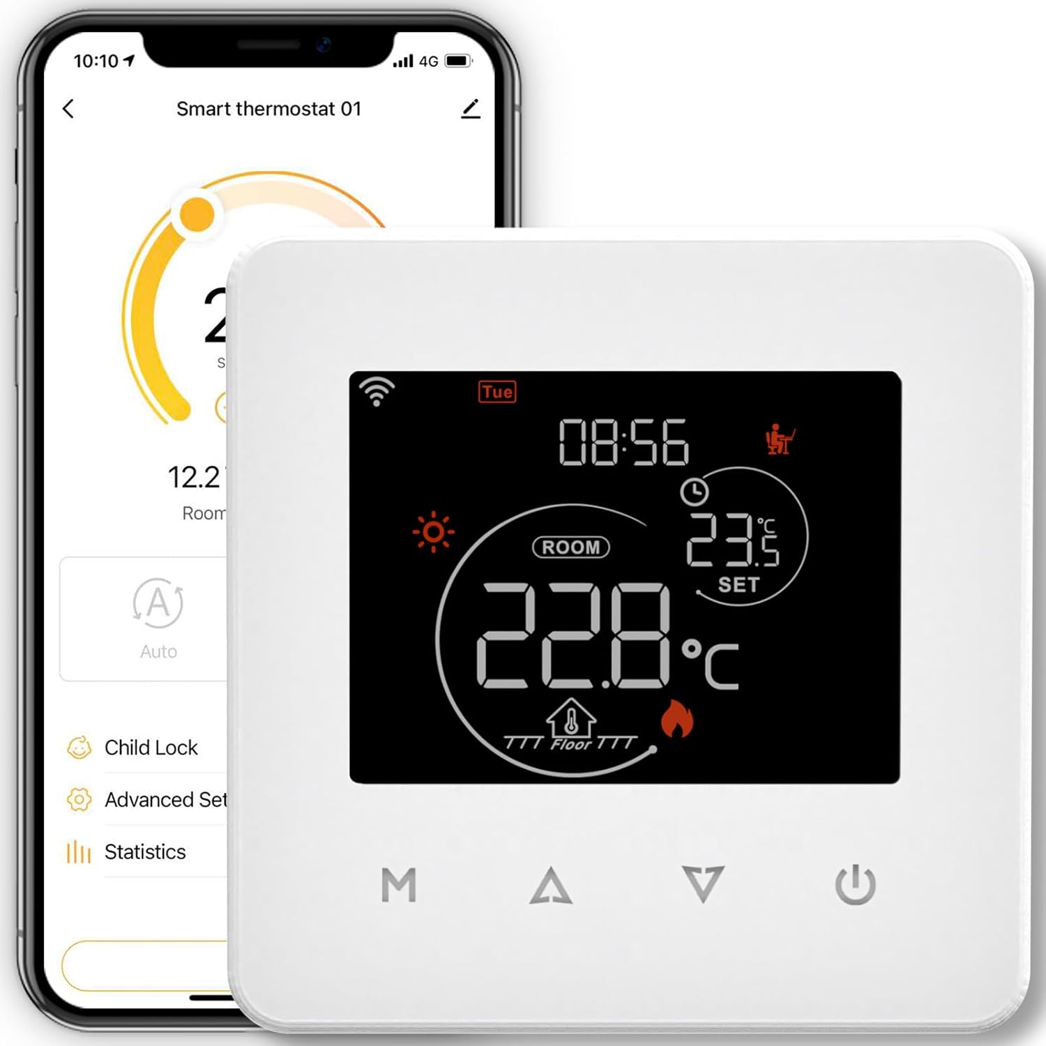 Termostato inteligente MOES para suelo radiante, termostato de ambiente eléctrico para suelo radiante, programable por WiFi, compatible con Alexa/Google Home y app Smart Life/Tuya.