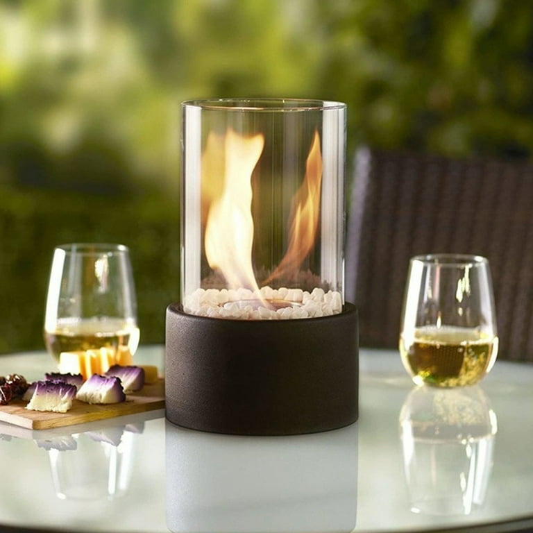 Brasero de mesa JHY DESIGN de ​​28 cm (alto), chimenea portátil de sobremesa - Chimenea de bioetanol sin ventilación de combustión limpia para patios interiores y exteriores (negro)