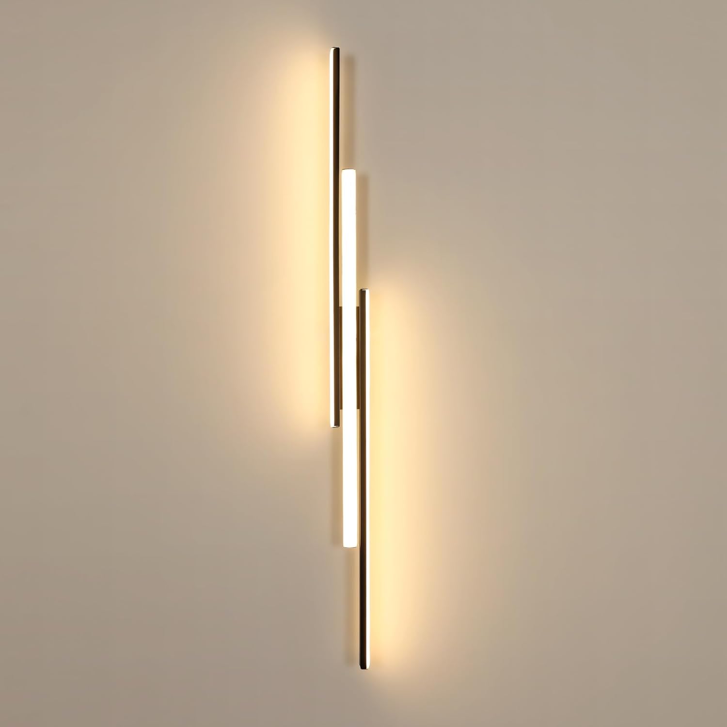 Aplique LED de pared para interiores, 27 W, 3000 lm, luz blanca cálida de 3000 K, ideal para dormitorio, salón y pasillo, color negro.