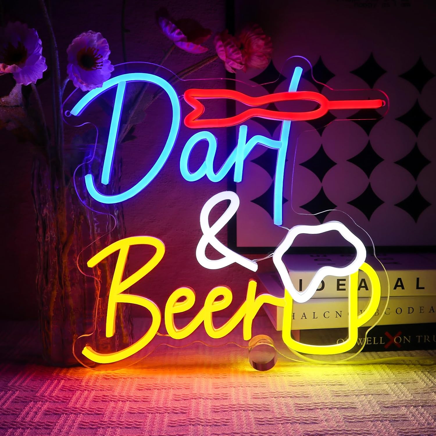 Letrero de neón OYCGZV Dart Beer, letrero de neón LED para bar de dardos, letrero de neón para pared, letrero de neón para bar de cerveza, letrero LED para juegos, bar de cerveza, restaurante, sala de estar, dormitorio, estudio de hombre, fiesta, decoración del hogar, tienda, regalos