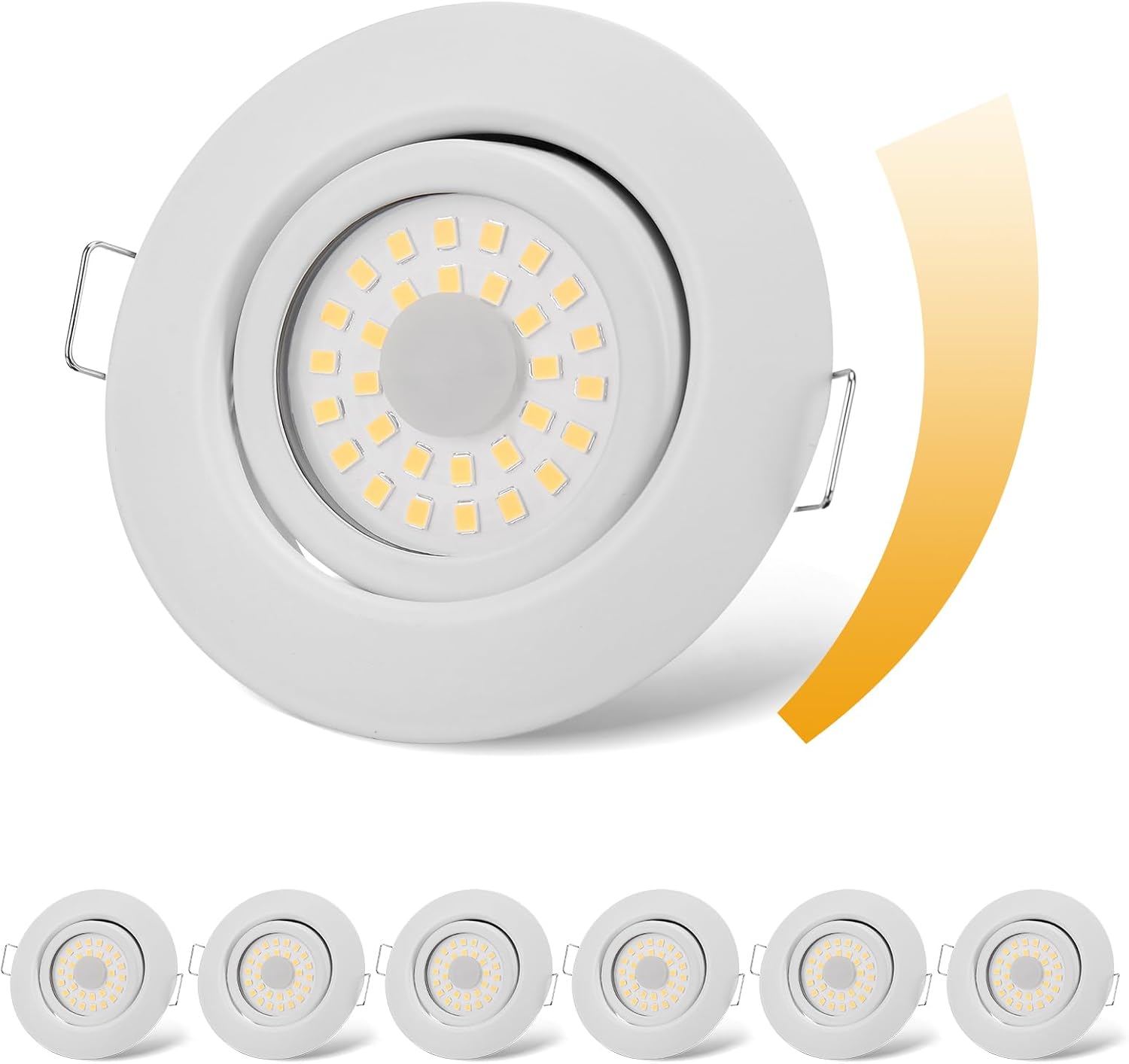 Focos LED empotrables cloksh de 230 V, planos, regulables, 6 W, IP44, para baño, blanco neutro, 4000 K, giratorios, para baño, cocina, salón, juego de 6