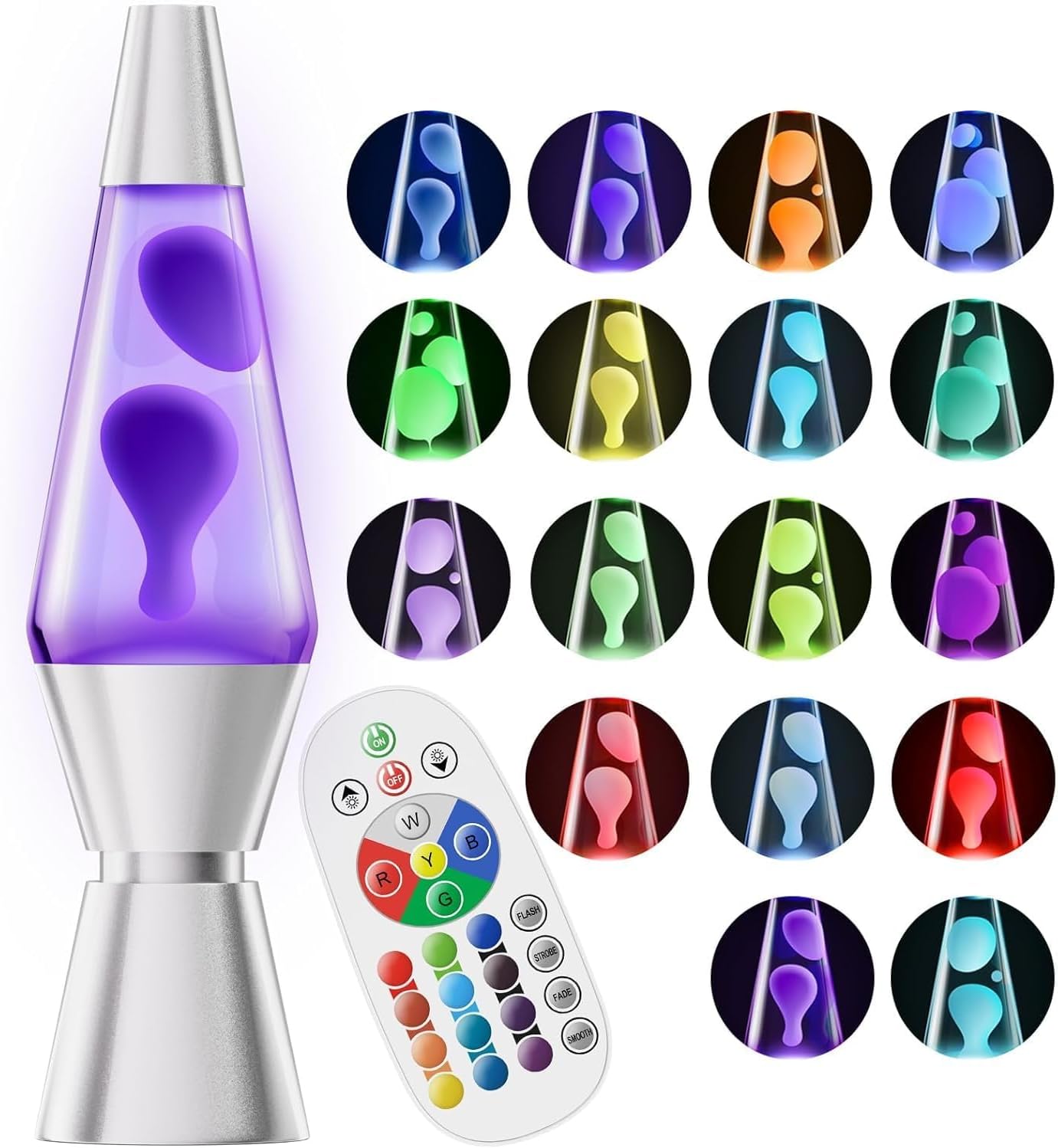 Lámpara de noche con 17 cambios de color, lámpara de lava de 14,5