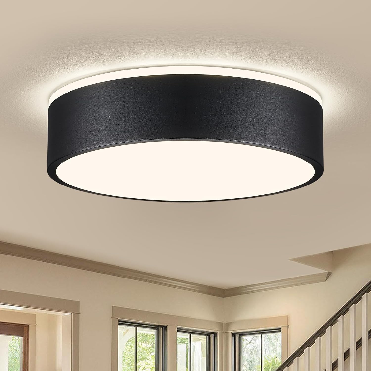 Lámpara de techo moderna Vikaey, LED de metal dorado, 4000 K, 24 W, ideal para salón, cocina, baño, pasillo, comedor y salón, Ø30 cm.