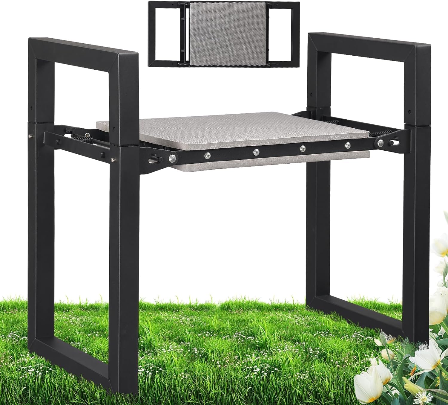 Banco de jardín para arrodillarse y sentarse, taburete de jardín de 31 cm de ancho, banco de jardín plegable y resistente con asas para arrodillarse y sentarse, ideal para mujeres mayores, herramientas de jardinería, regalo.