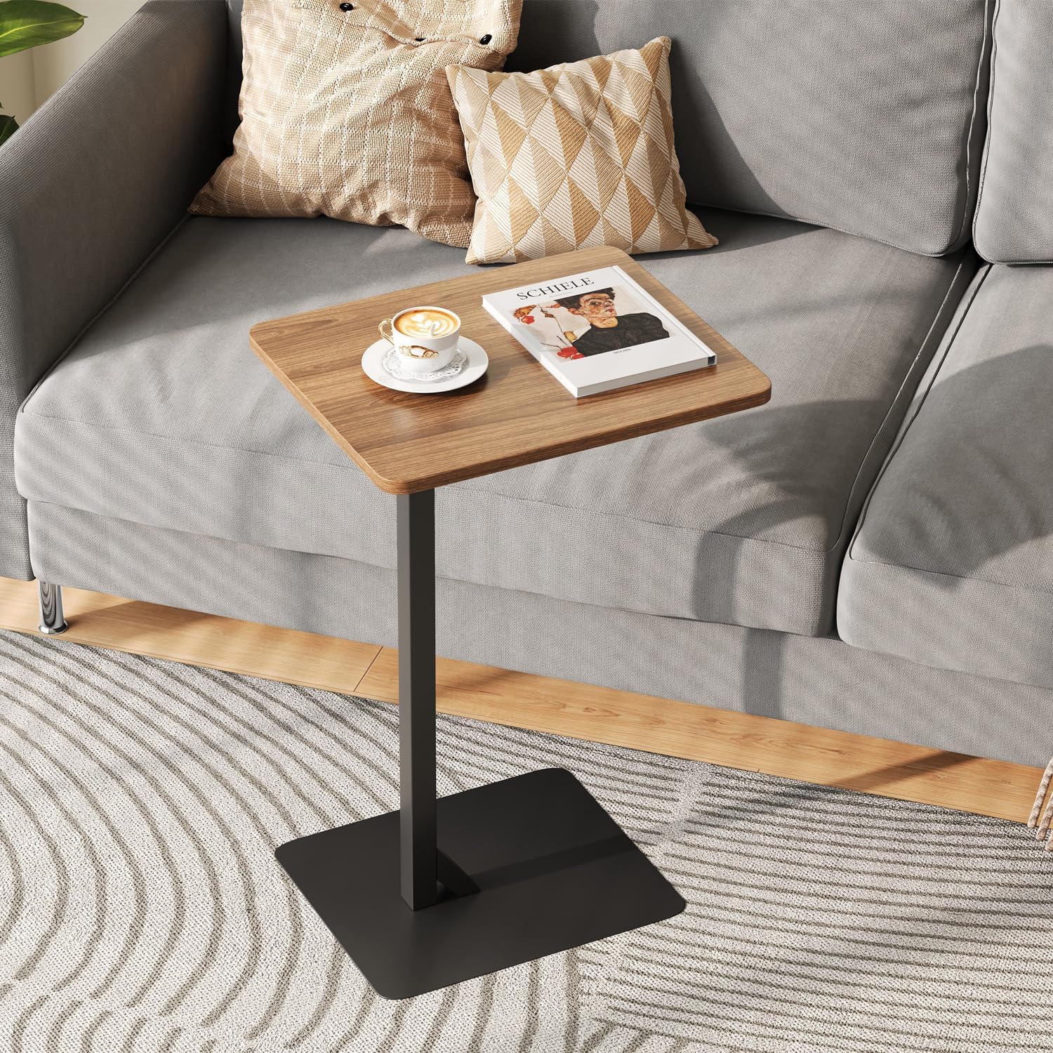 Mesa auxiliar en forma de C HAOHEJIA, mesa auxiliar pequeña para sofá, mesa auxiliar para sala de estar/dormitorio