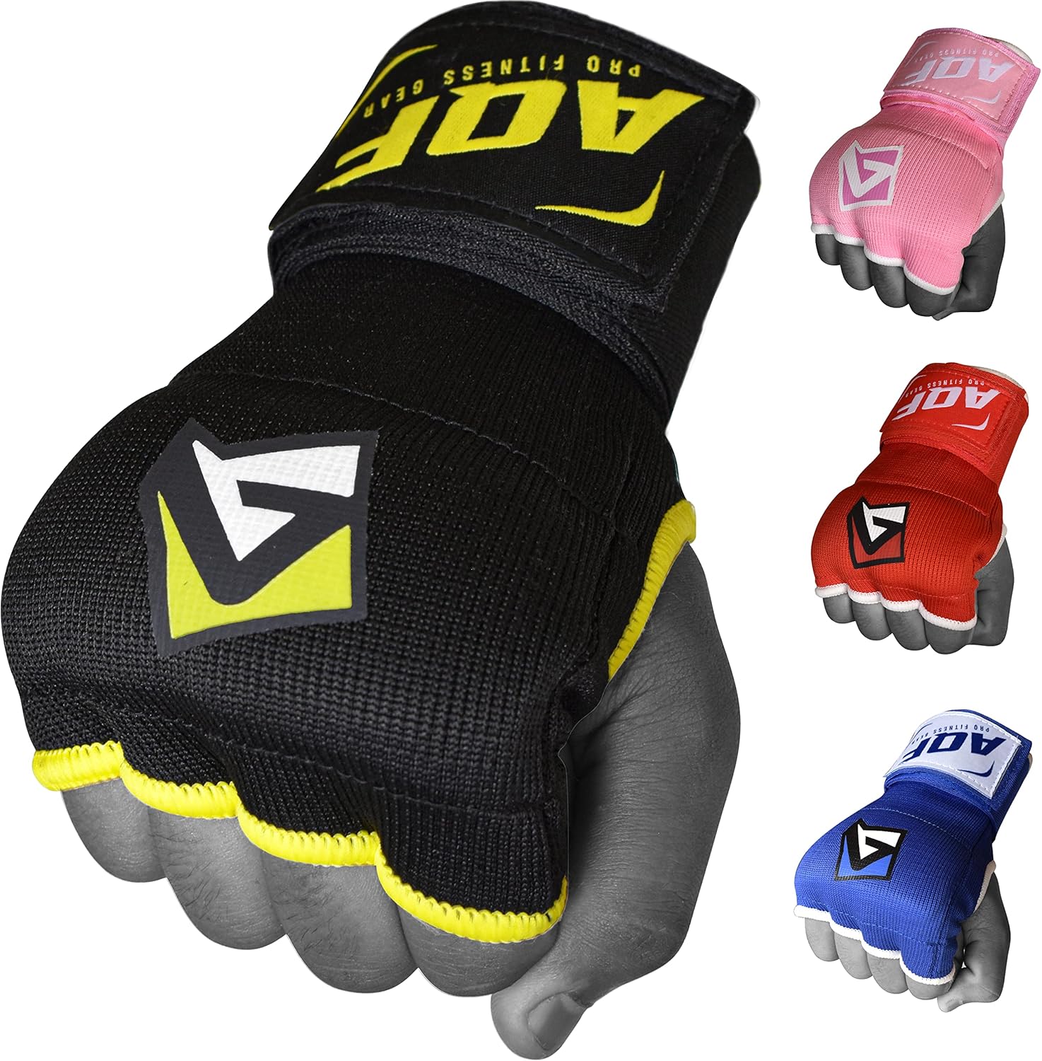 AQF Vendas Boxeo, Guantes Interiores Boxeo, Muñeca Elasticas Tape Vendaje 100cm Largo, Vendas De Boxeo Protector Mano Wraps 4 Dedos para Muay Thai, Taekwondo & MMA (Negro, S)