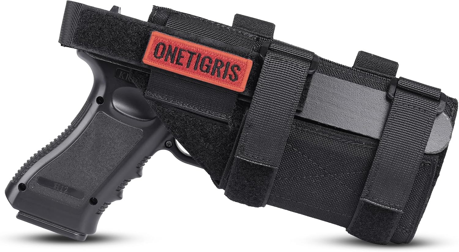 Funda táctica de nailon para pistolas, cinturón de pistola OneTigris 1000D , Schwarz ohne Magazintasche, Größe: 19 * 9,5cm