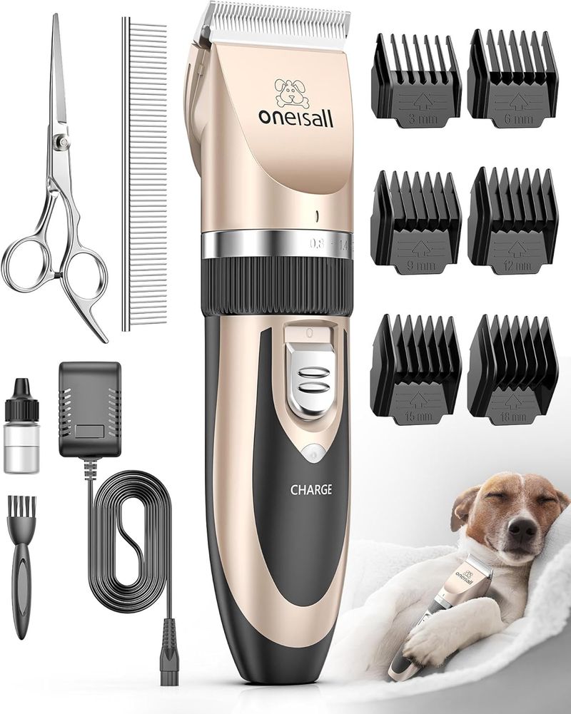 oneisall Cortapelos para animales (cortar pelo Máquina Cortapelos Esquiladora perro y gato Timmer mascotas Grooming Clipper Kits eléctrica Silencioso Animales Cortapelos