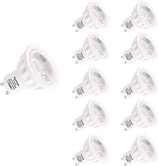Bomcosy Bombillas LED, GU10 Regulable 6W Equivalente 50W Halógena, 540LM 3000k Blanco Cálido, 35 Degree ángulo, AC 220-240V, Pack de 10