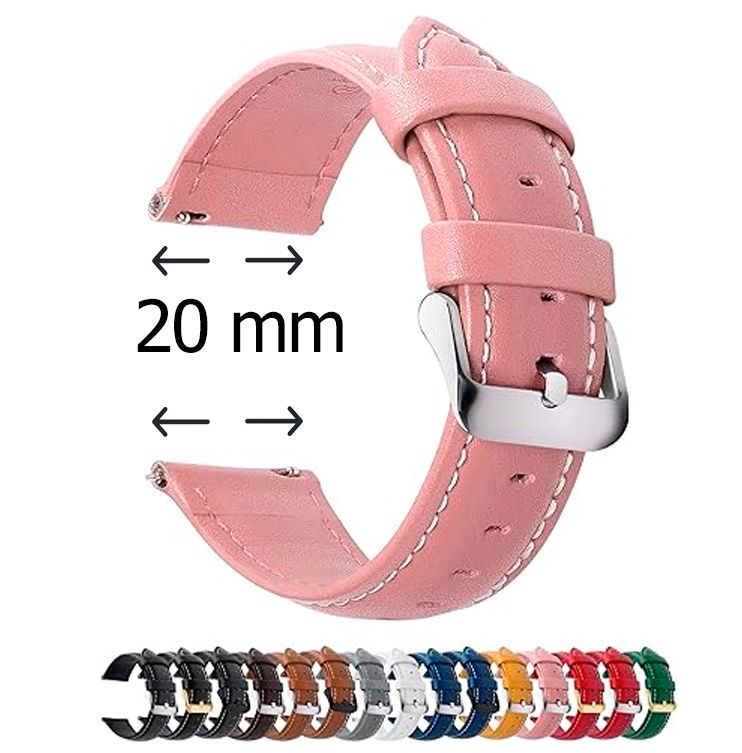 Fullmosa Axus Correa Piel para Correa Reloj,Correa/Banda/Pulsera/Strap 20mm Para Samsung Galaxy Watch 5/4/3,Huawei GT2,Garmin Watch. Rosa