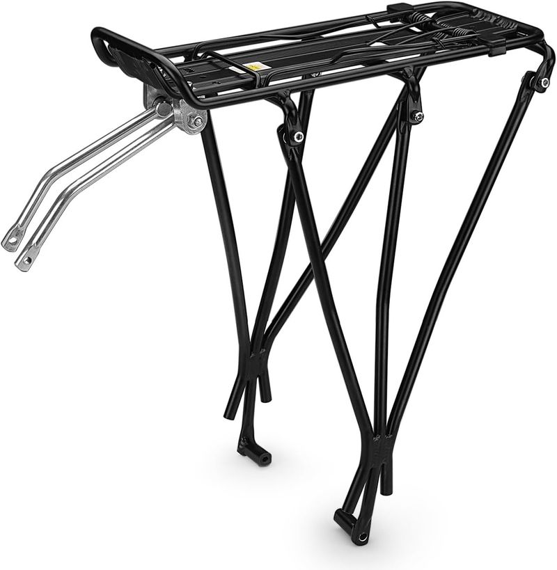 Flexzion Fahrrad Gepäckträger, Fahrradgepäckträger fr 66 bis 71 cm (24 bis 28 Zoll) Räder, bis 50 kg Kapazität, Fahrrad Gepäckträgerhalterung, leichtes Aluminium fr Rennrad, MTB, Mountainbike