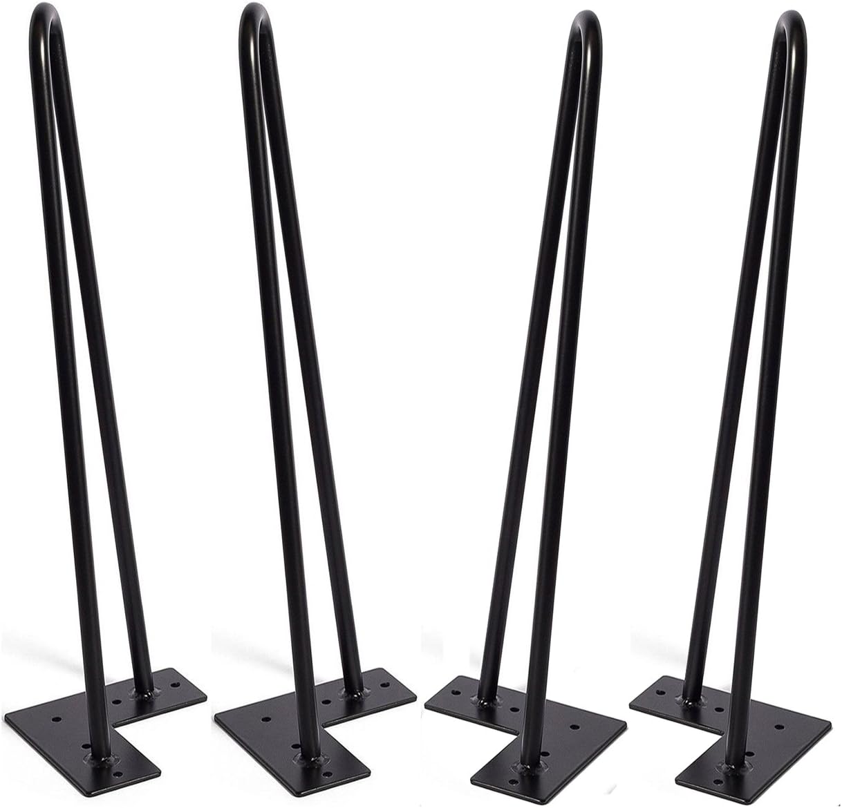 MSOBAIW Patas de horquilla de 18 pulgadas, patas de mesa de metal resistente para gabinete, gabinetes de TV, cajones, mesita de noche, patas de alambre de hierro de dos barras negro satinado de 3/8 pu