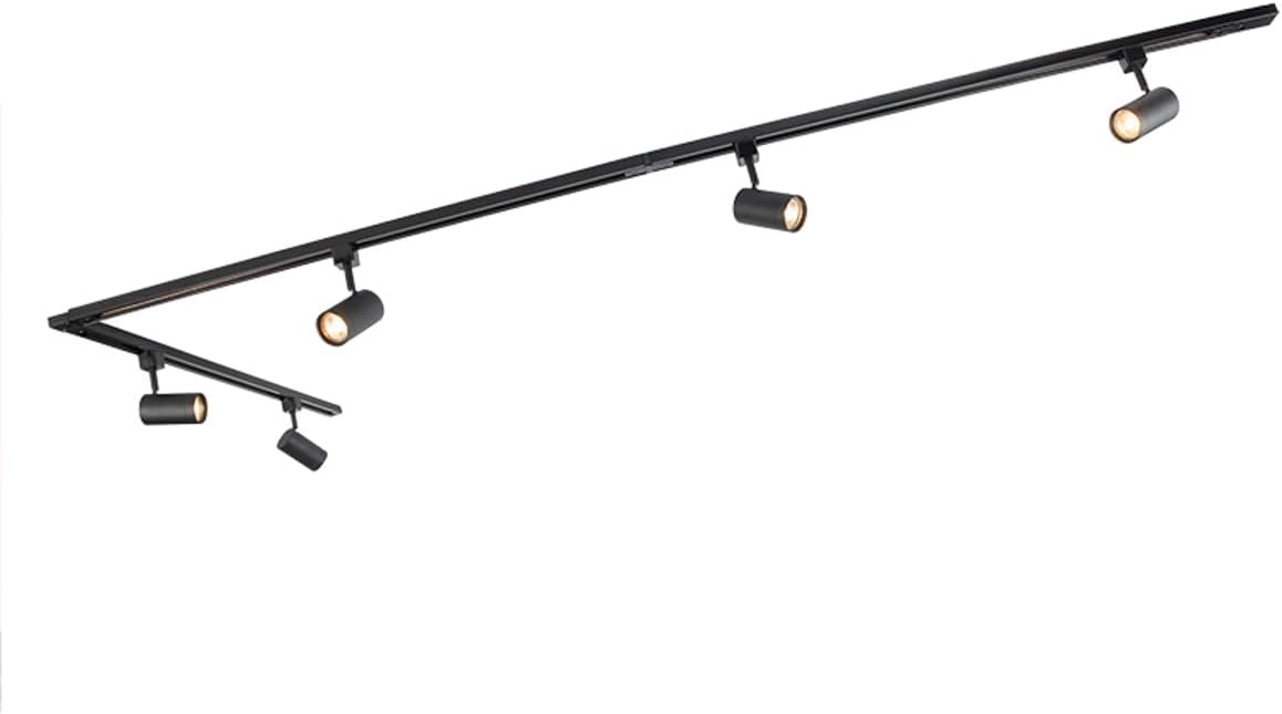 QAZQA - Sistema de iluminación de riel moderno completo | Foco | Foco de techo | Foco de techo | Foco con 5 luces | Foco | Foco de techo | Foco de techo | Foco | Lámpara | Iluminación negra