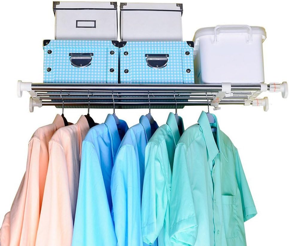 BAOYOUNI - Sistema de armario telescópico con riel para ropa, 5 varillas de acero inoxidable, extensible, longitud de 60 a 100 cm, separador de estantería, divisor de capas DIY para cocina, baño y arm