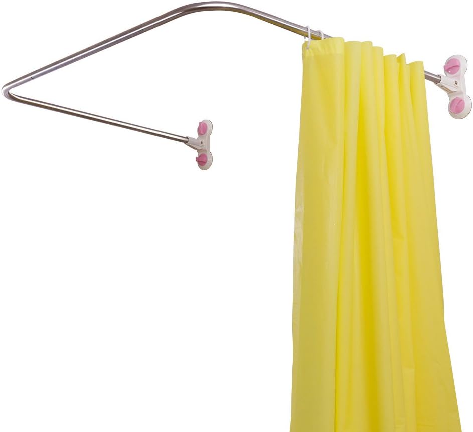 Barra cortina de ducha tipo U en acero inoxidable y ABS. Instalación rápida sin herramientas, soporta hasta 10 KG. Ideal para colgar ropa, toallas y cortinas, aprovecha el espacio de la esquina del baño. Resistente al agua, instalación en superficies lisas como baldosas y vidrio.