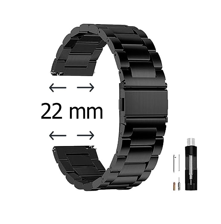 Fullmosa Correa Metálica de Reloj de Liberación Rápida, Pulsera Reloj de Acero Inoxidable Talla 22mm Color Negro