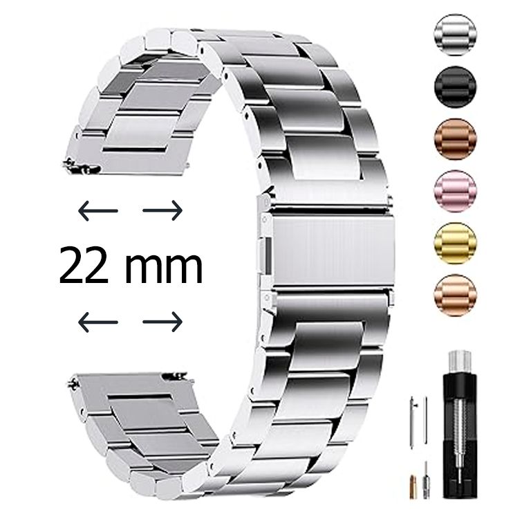 Fullmosa  Correa Metálica de Reloj de Liberación Rápida, Pulsera Reloj de Acero Inoxidable Talla 22mm Color Acero