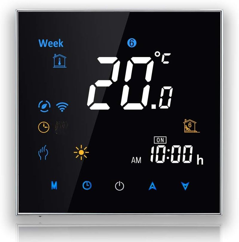 BecaSmart Series 3000 Termostato Inteligente Wi-Fi para calefacción Inteligente de Caldera 3A, Pantalla táctil LCD, con conexión WiFi (Calefacción de calderas, Negro)