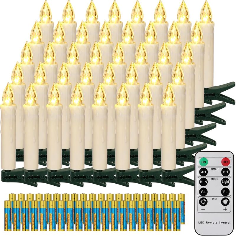 Velas de Navidad Luz Free Power 20 beige con batería Con Luz Mando A Distancia de velas navideñas, apto para decoración de boda, fiesta de cumpleaños