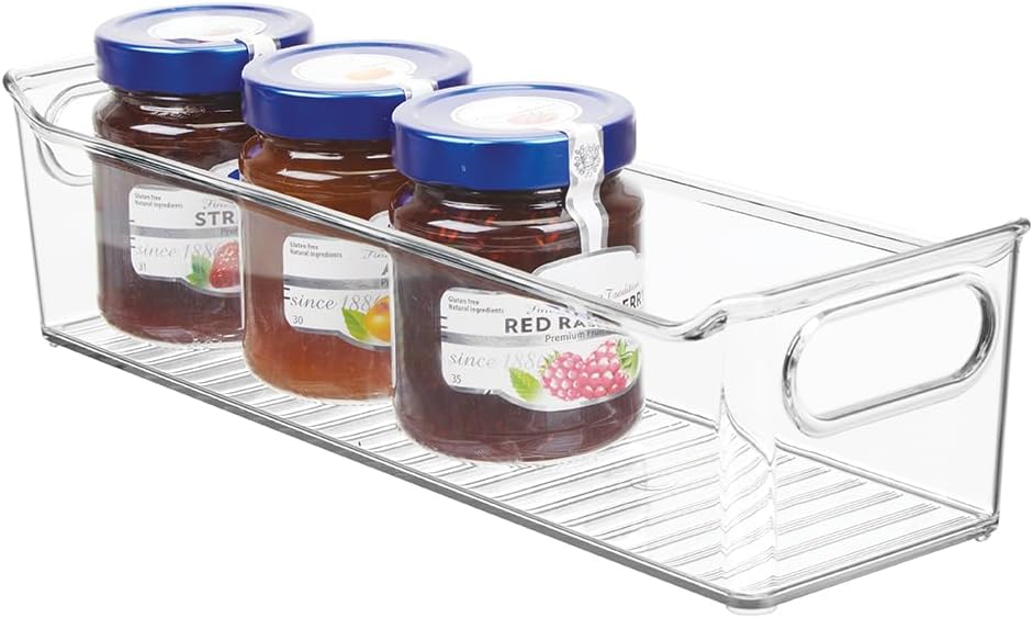 mDesign Juego de 4 fiambreras para el frigorífico apilables – Cajas de plástico para guardar alimentos en la cocina – Organizador de nevera para lácteos, fruta y otros alimentos – gris humo