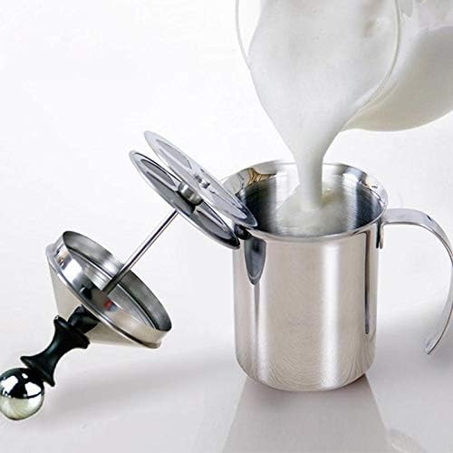 Espumador de leche 400 ML / 800 ML Manual de acero inoxidable Espumador de leche Malla doble Café Cappuccino Foamer Crema de espuma (tamaño : 800ML)