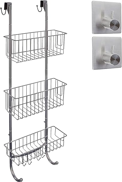 smartpeas Repisa De Ducha Colgante En Acabado Grigio/Cromado - 3 Niveles De Repisa De Ducha – 85,5 X 30 X 11 Cm - Acero Inoxidable + 2 Ganchos Adhesivos De Acero Inoxidable!