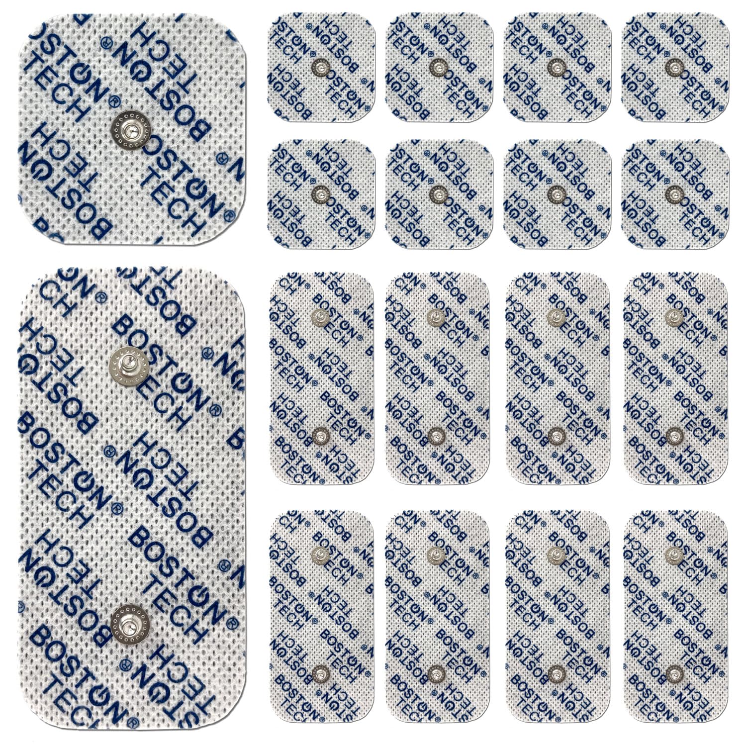 Set de 16 electrodos Boston Tech Reutilizables compatibles con COMPEX | Almohadillas compatibles con Aparato Compex | Electroestimulador Muscular TENS y EMS Parches para la Unidad Compex