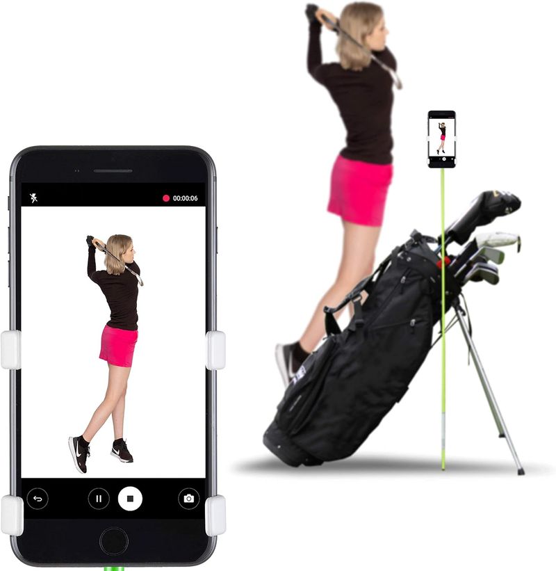 Selfiegolf Record Golf Swing, Titular de clip de teléfonos celulares y ayuda de entrenamiento, accesorios de golf, ganador del mejor producto de PGA, funciona con cada teléfono inteligente, configuración rápida